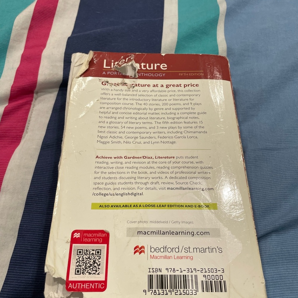 LITERATURE A OORTABLE ANTHOLOGY BOOK.. used.. - Picture 3 of 3